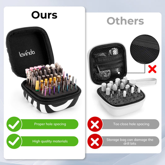 Nail Drill Bit Holder Case โ Zebra Print โ 64-Hole Dustproof