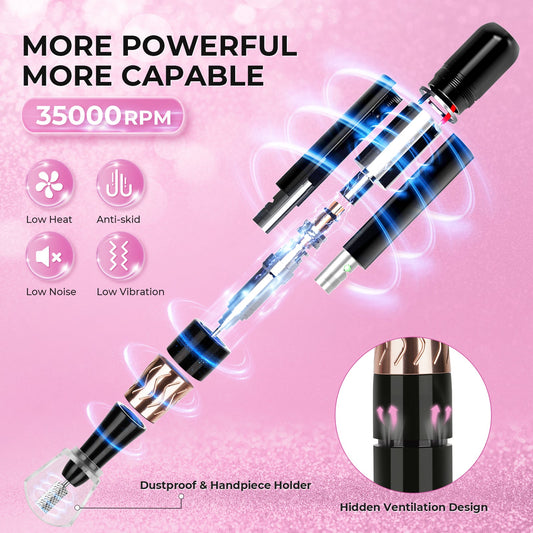 Wand Lite Nail Drill - Pink Diamond - 35,000 RPM Rechargeable
