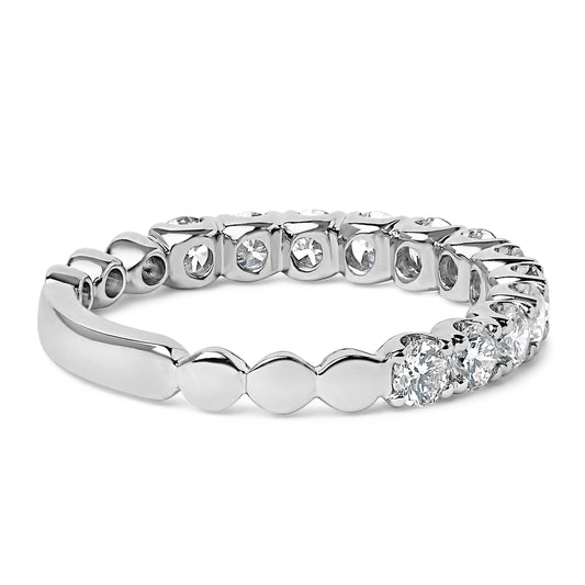 14K White Gold 1.00 Cttw Round Diamond Prong Set Wedding Band