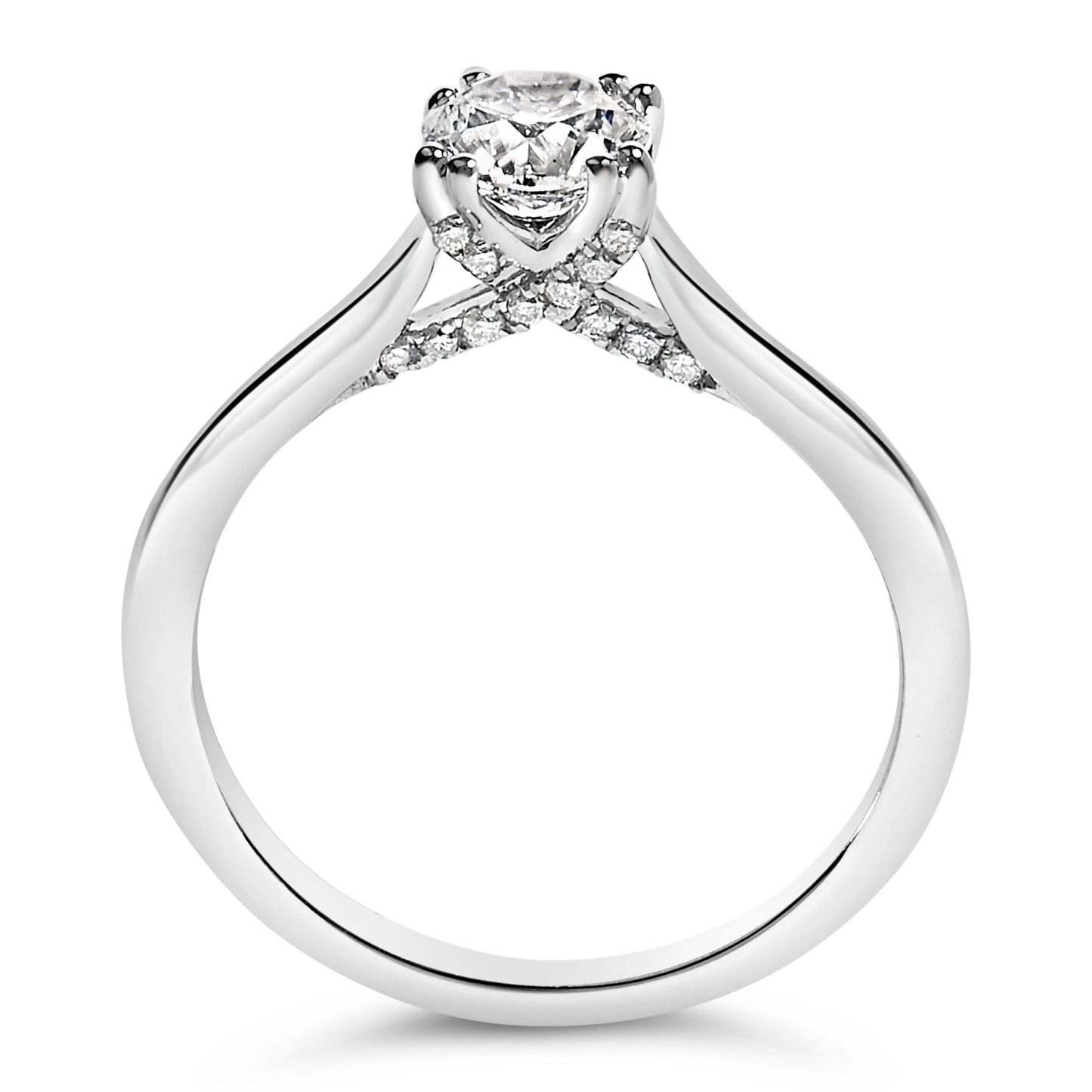 14K White Gold 7/8 Cttw Lab Grown Diamond Solitaire Cathedral Style Engagement Ring (F-G Color, VS1-VS2 Clarity) - Size 5