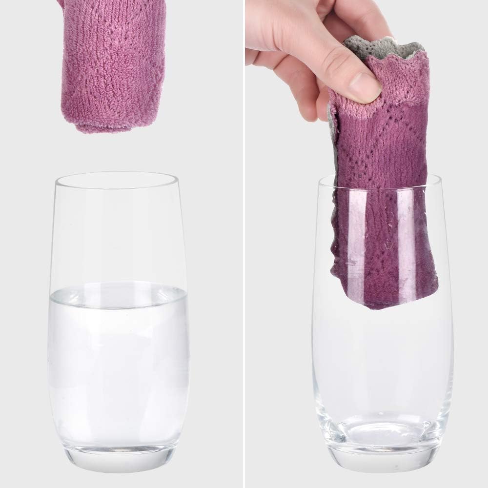 12PCS Kitchen Towels Dish Towels, Multipurpose Reusable Dish Cloths, Double-Sided Microfiber Cleaning Rags for Furniture, Car, Tea, Bowl, 10x 6 inch