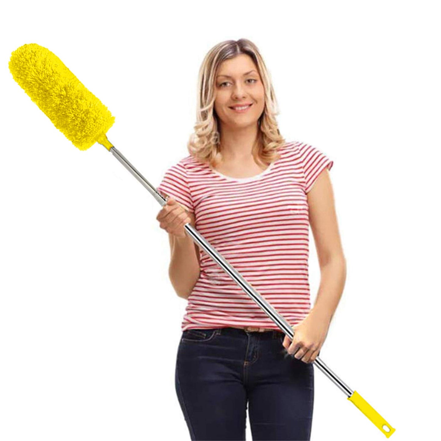 Microfiber Feather Duster Extendable Duster with 100 inches Extra Long Pole, Bendable Head & Long Handle Dusters for Cleaning Ceiling Fan, High Ceiling, Blinds, Furniture & Cars