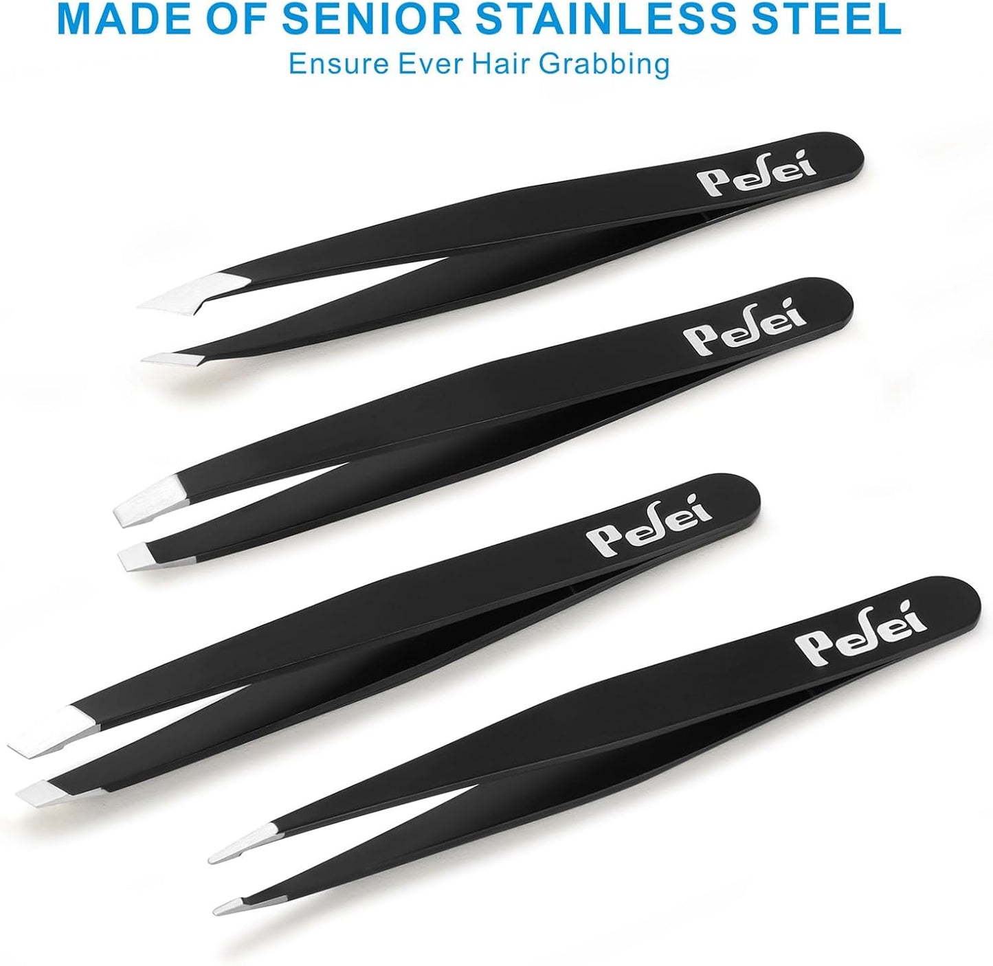 Tweezers Set - Professional Stainless Steel for Eyebrows