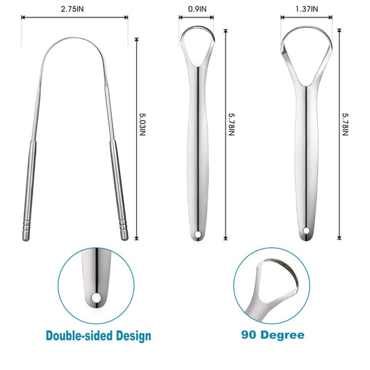 3 PCS Metal Tongue Scraper, Tongue Scrapers, beauty Stainless Steel