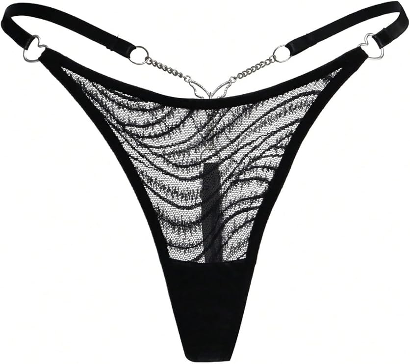 Women's Sparkling Butterfly Chain Underwear Low Rise Cheeky G String Panty