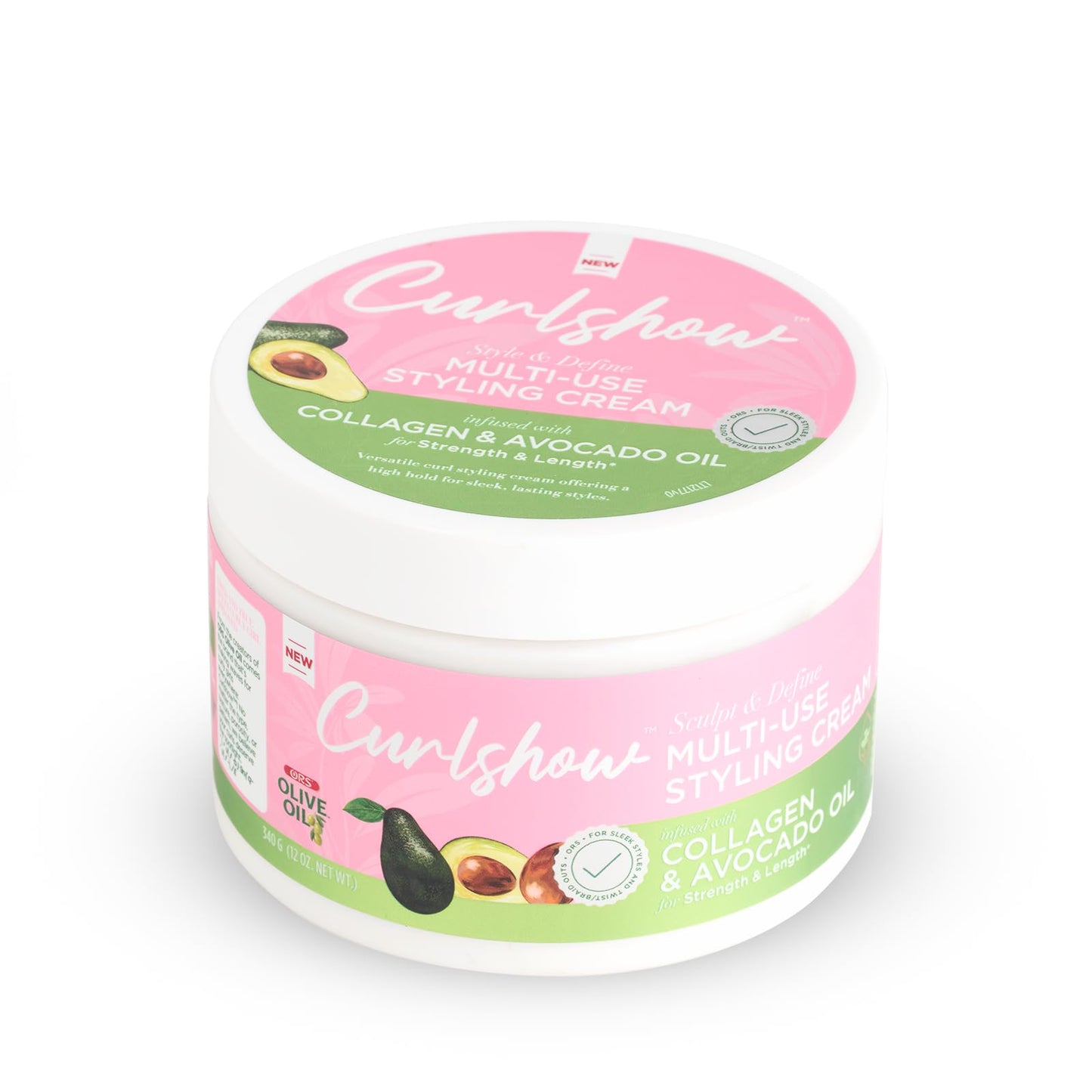 ORS Olive Oil Curlshow Multi-Use Styling Cream Infused with Collagen & Avocado Oil for Strength & Length (12.0 oz)