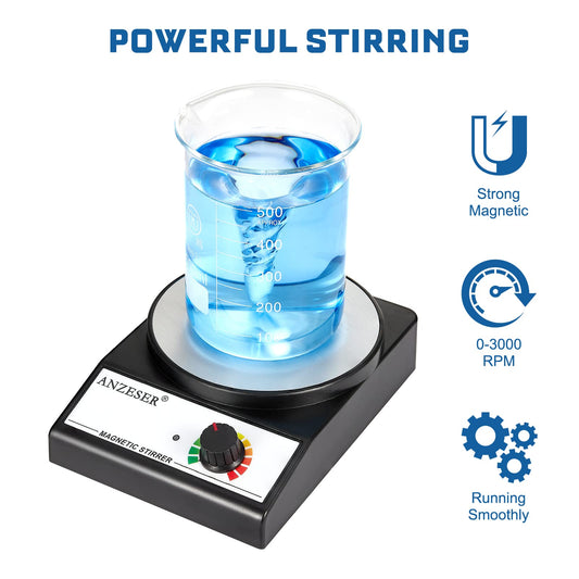 Magnetic Stirrer 3000RPM Lab Stirrers with Stir Bar Max Stirring Capacity 3000mL (No Heating)