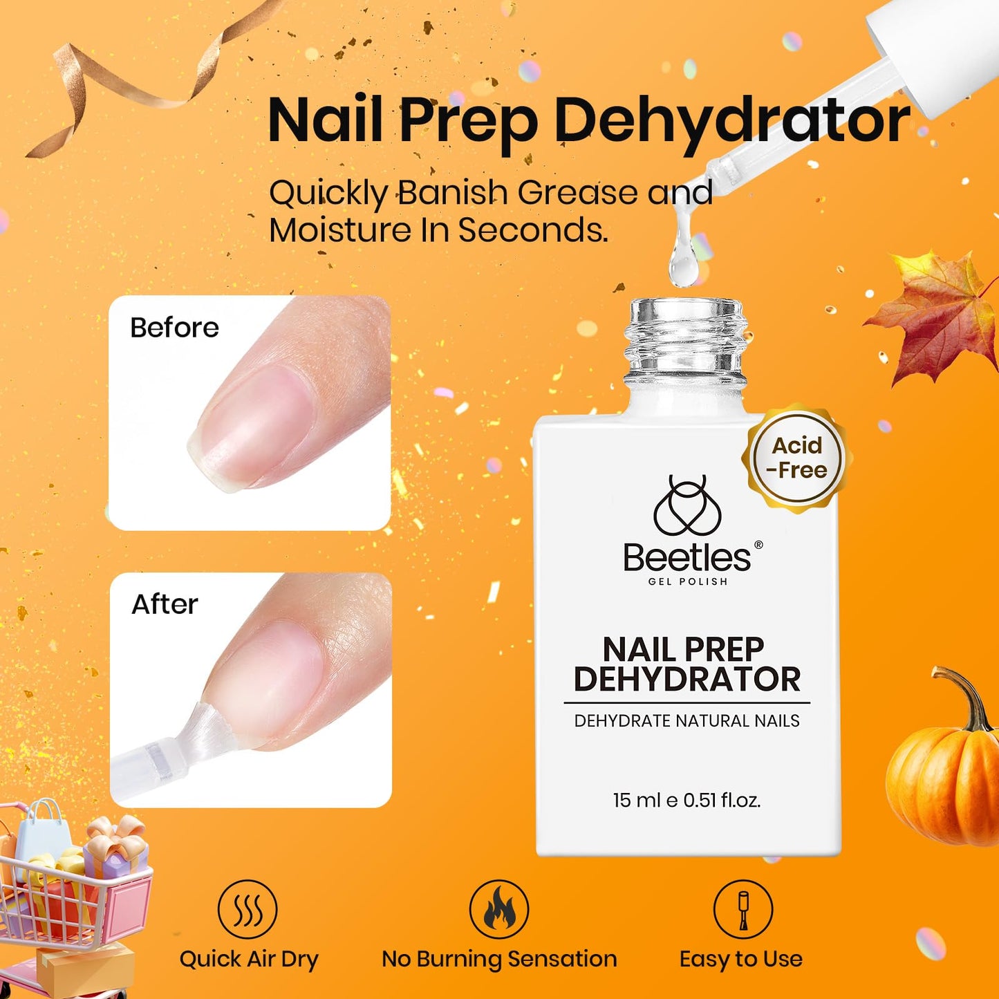 Beetles 2 Pcs 15ml No Wipe Gel Top Coat and Base Coat Set - Shine Finish and Long Lasting, Soak Off LED Nail Lamp Gel Base Top Coat Finish Nail Art Design Manicure