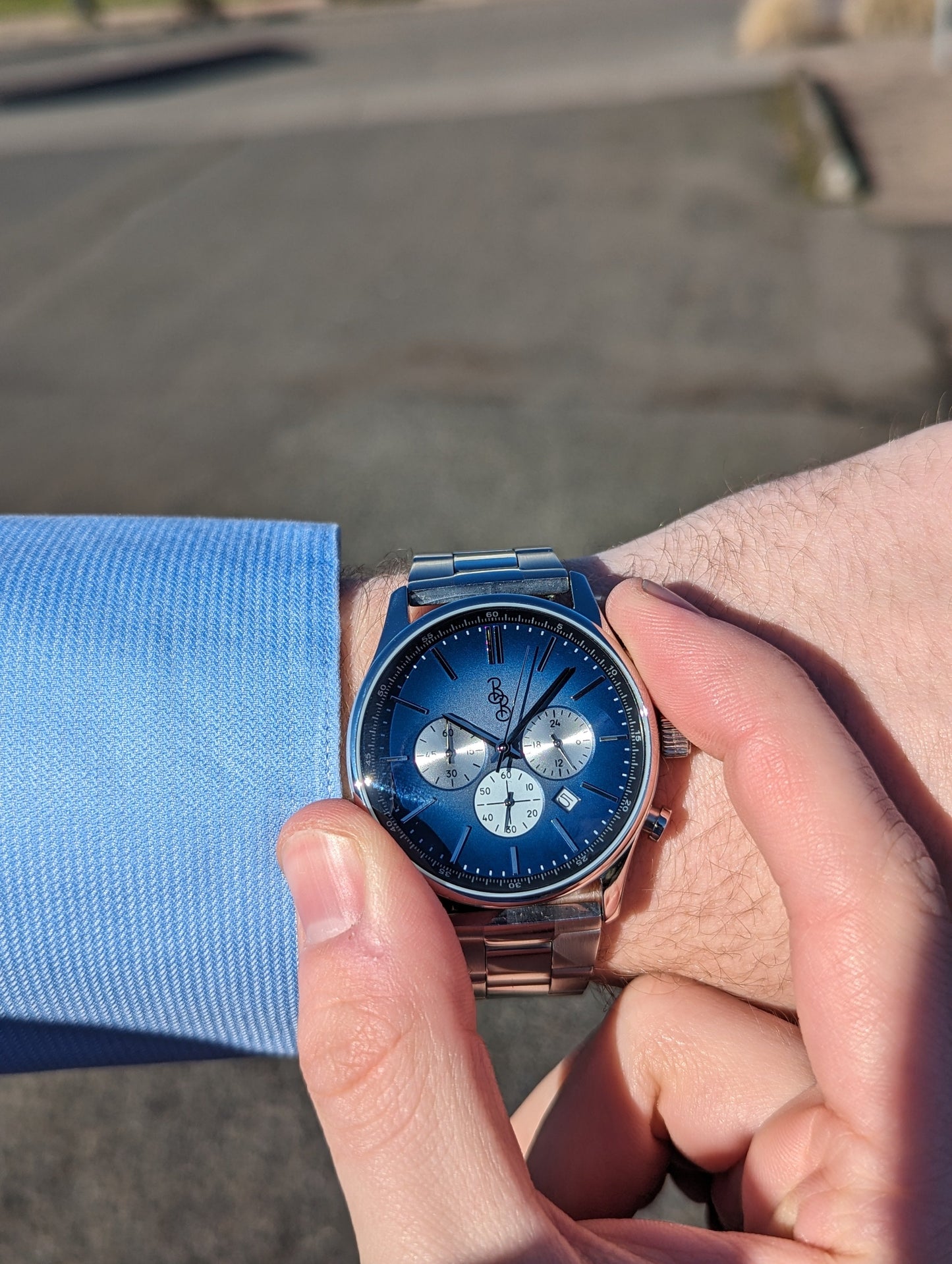 wristwatch Blue Retro Chronograph