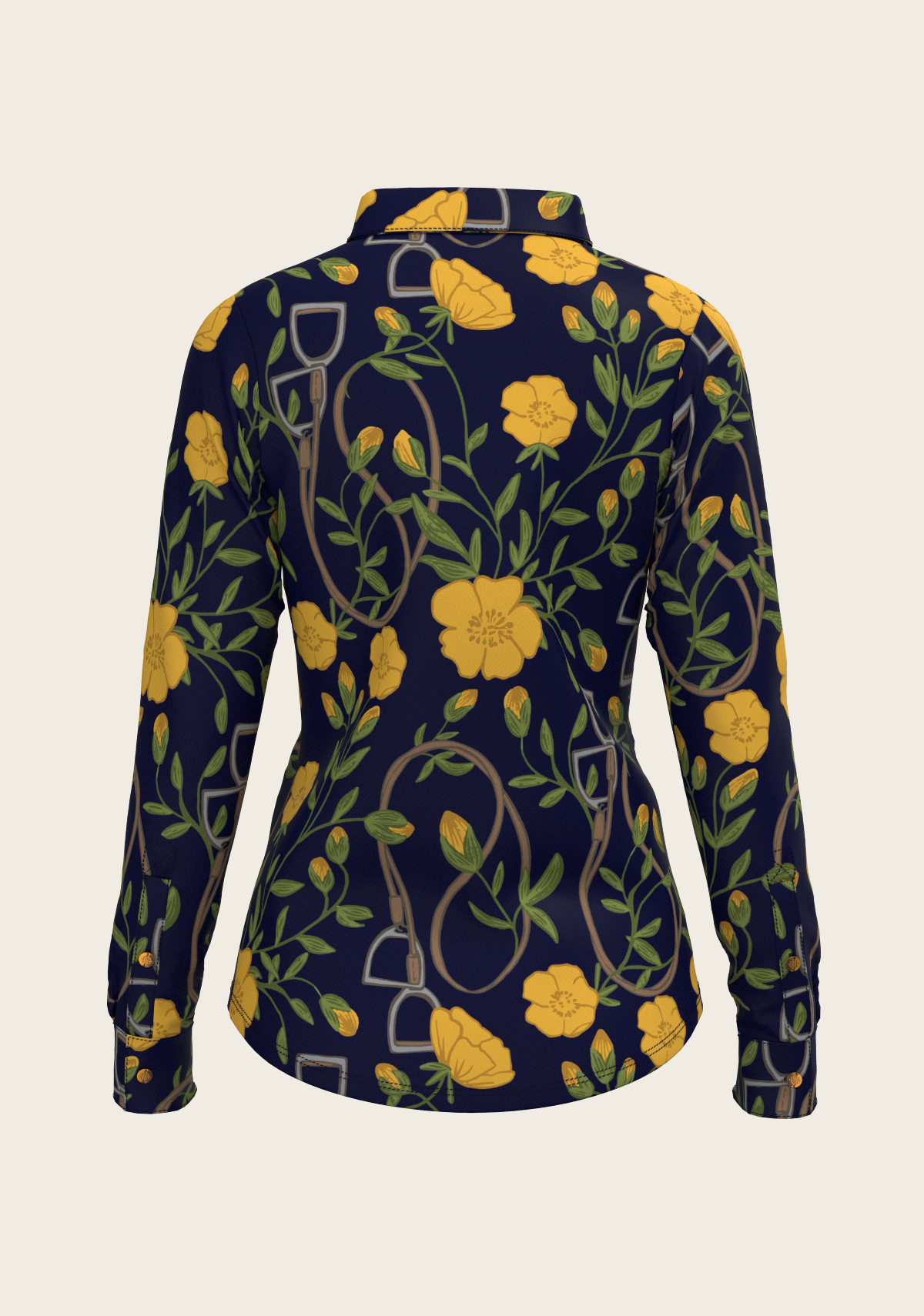 Navy Stirrups Ladies Casual Button Shirt