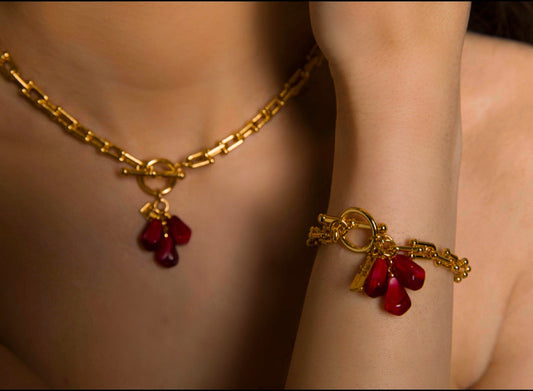 Pomegranate Seeds Bracelet – 18K Gold Plated, Armenian Heritage