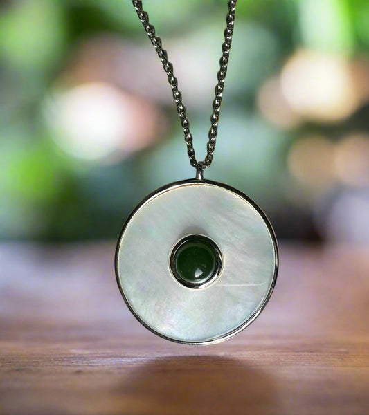 Charms & Pendants jewelry Canadian Jade and Mother of Pearl Pendant - 4118