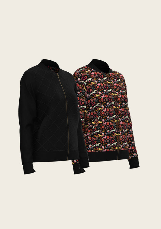 Bouquet on Black Reversible Jacket