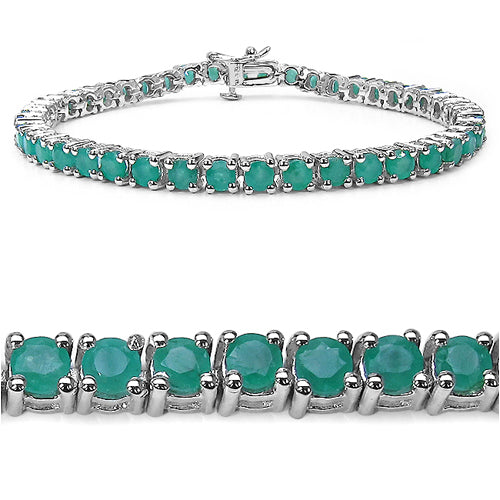 7.48 Carat Genuine Emerald .925 Sterling Silver Bracelet