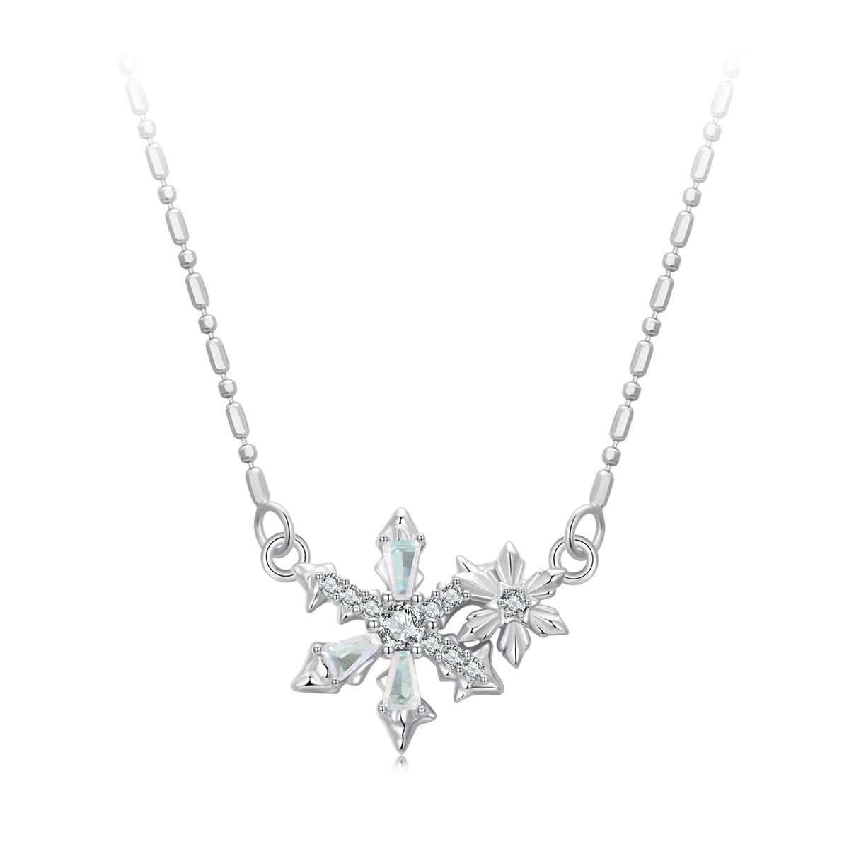 925 Sterling Silver Necklace with CZ and Glass Pendant for Women