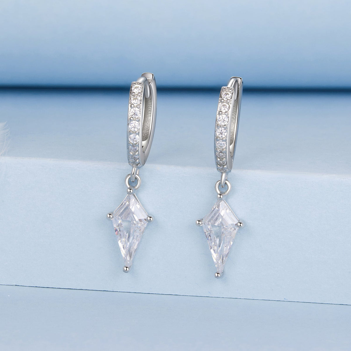 925 Sterling Silver White Gold Plated Earrings with CZ for Women