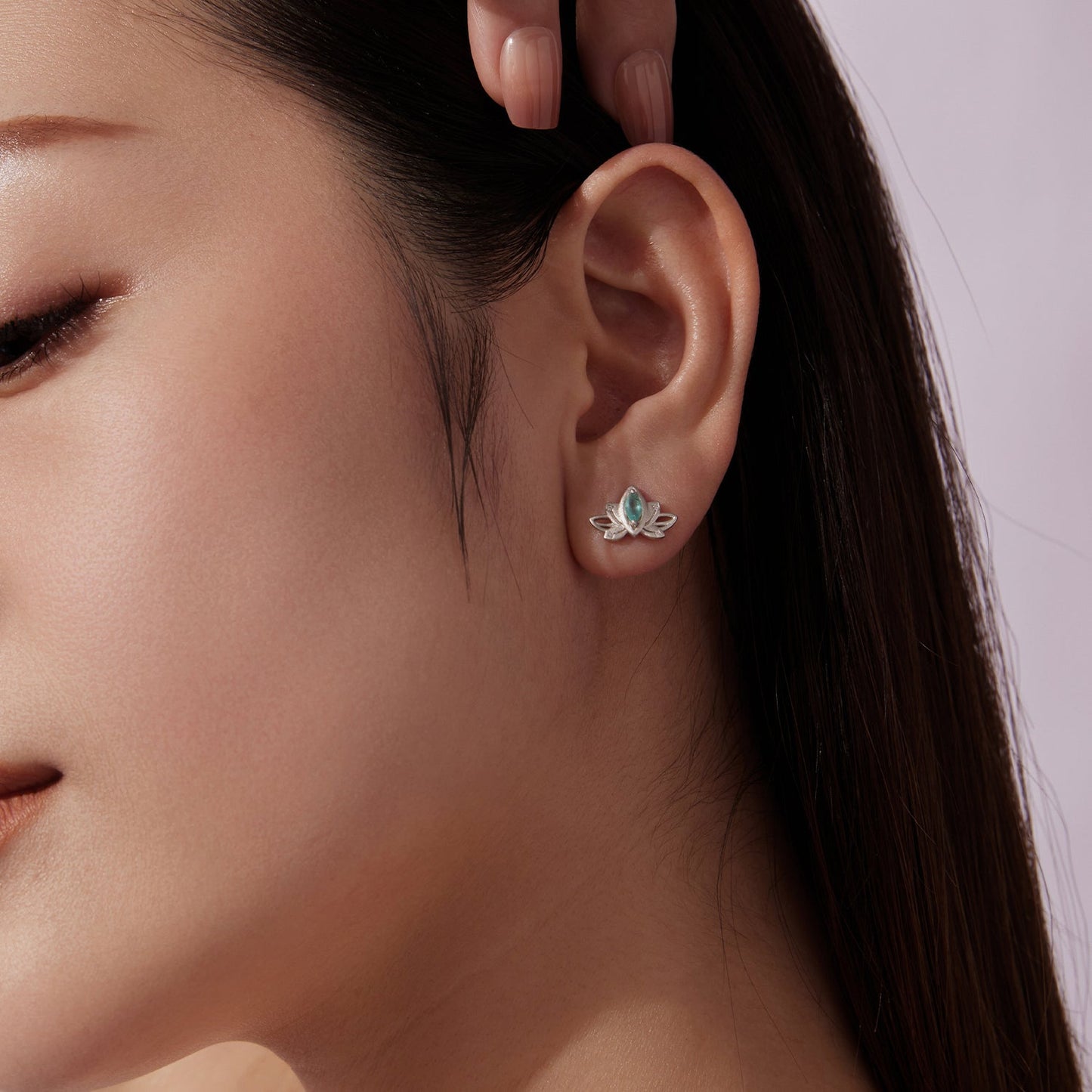 925 Sterling Silver Earrings with Pavé CZ and White Gold Plating, Size 0.9*1.3 cm for Women