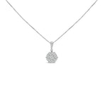 14K White Gold 1 1/5 Cttw Diamond Composite Cluster Pendant Necklace (F-G Color, VS2-SI1 Clarity) - 18" Inches