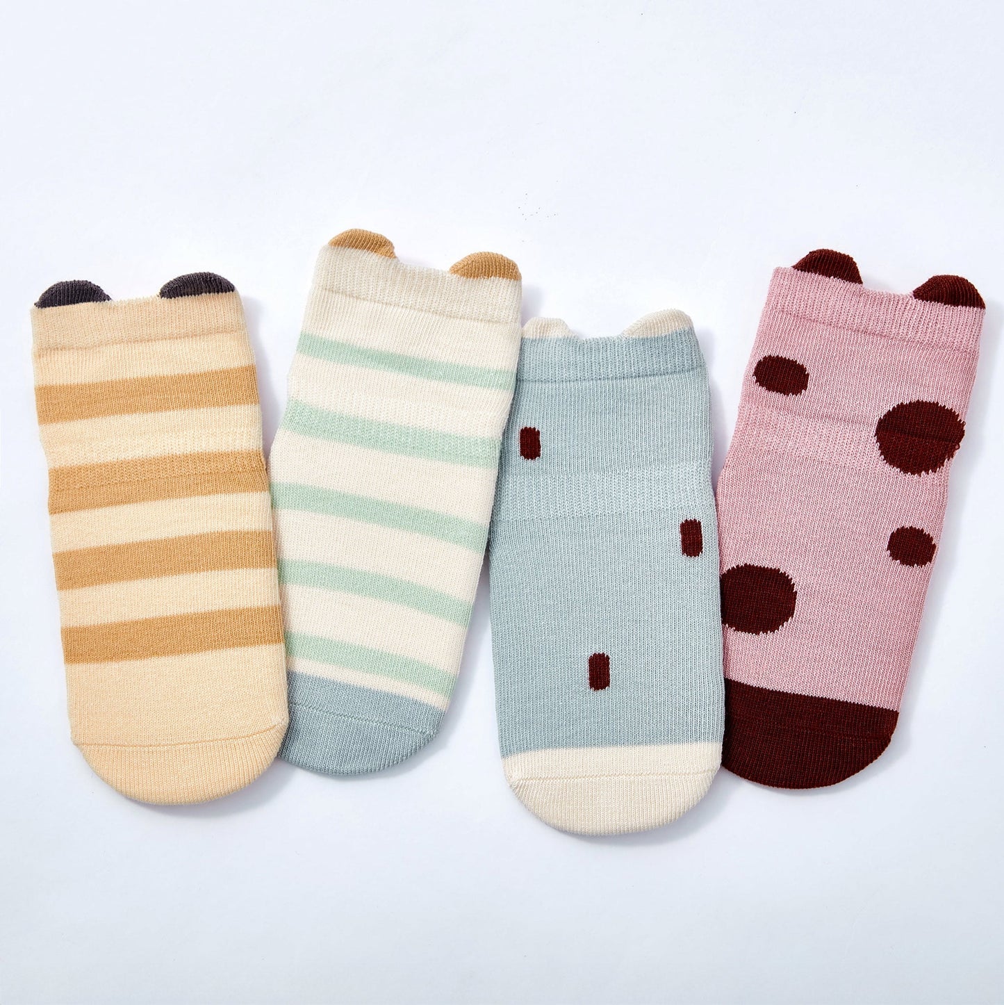 Socks Ladybug & Friends- Organic- 4 Pairs of Stay-On Baby & Toddler Non-Slip Socks