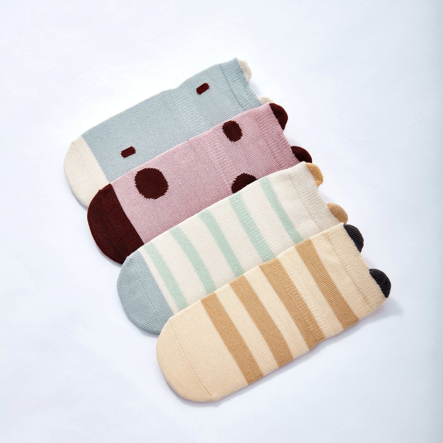 Socks Ladybug & Friends- Organic- 4 Pairs of Stay-On Baby & Toddler Non-Slip Socks