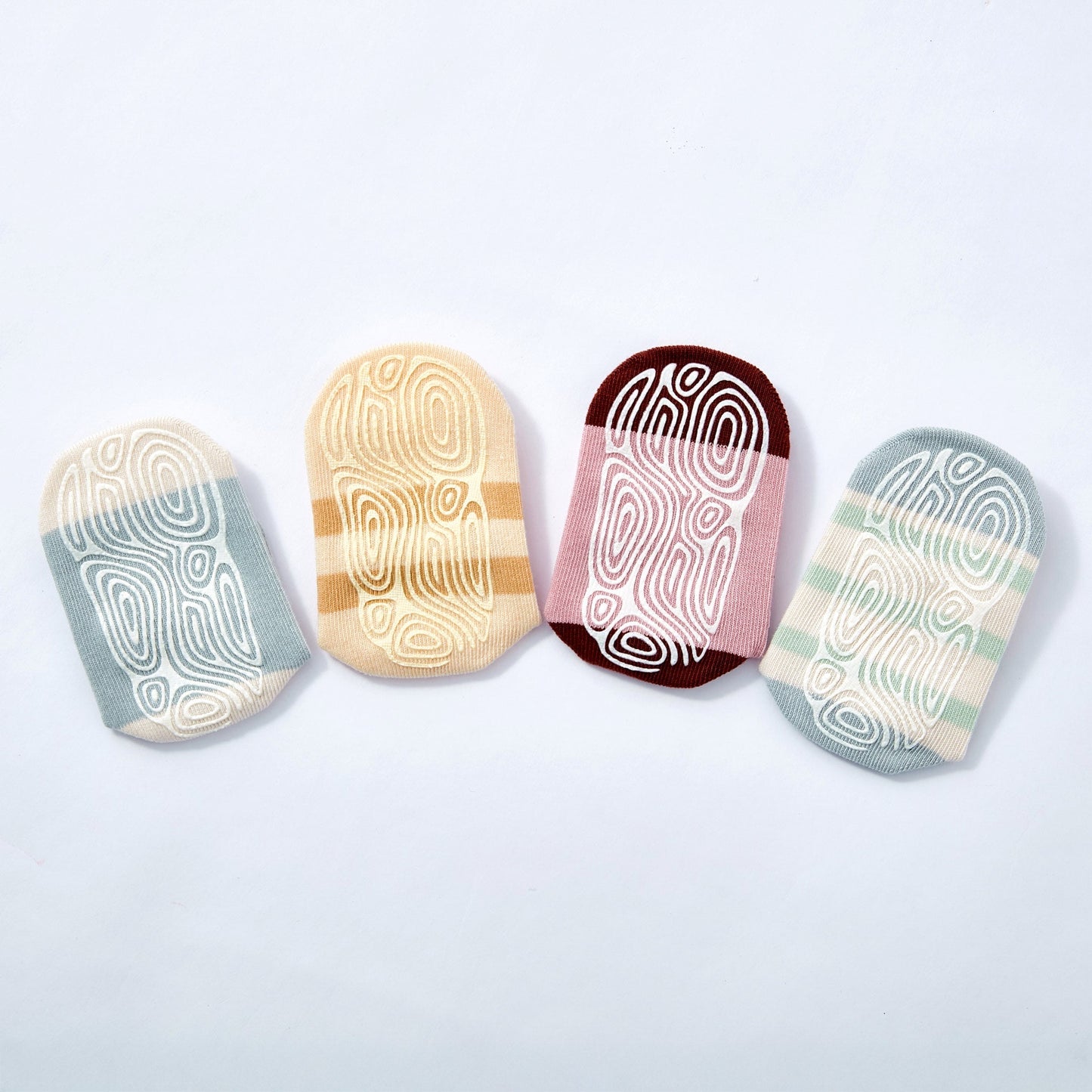 Socks Ladybug & Friends- Organic- 4 Pairs of Stay-On Baby & Toddler Non-Slip Socks