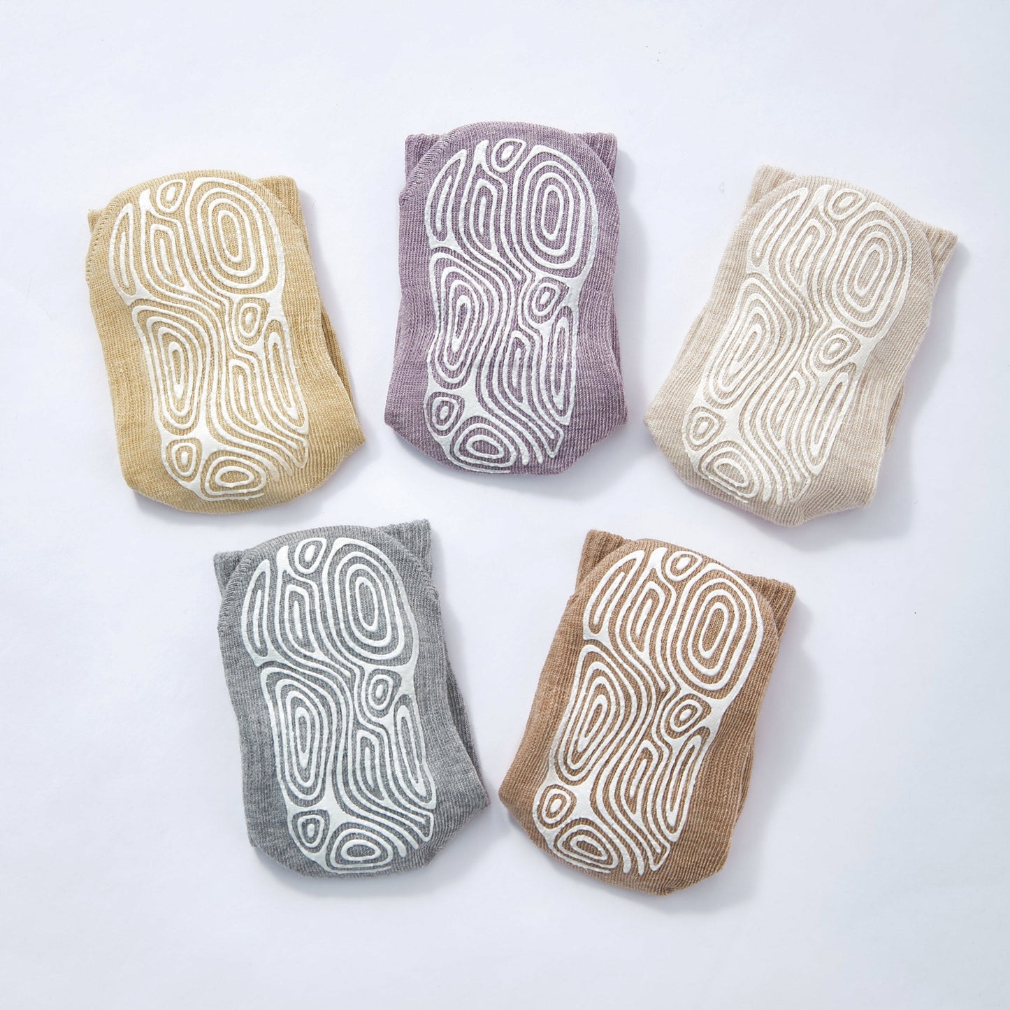 Organic Cotton Socks- Beige & Brown- 4 Pairs of Stay-On Baby & Toddler Non-Slip Socks