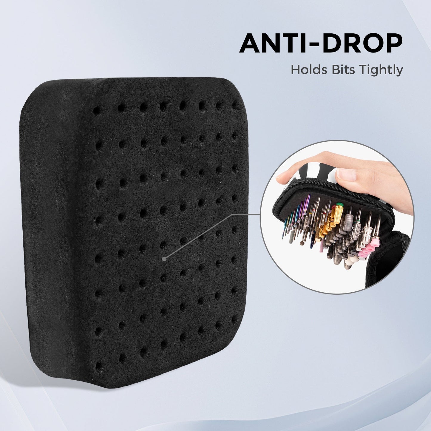Nail Drill Bit Holder Case – Zebra Print – 64-Hole Dustproof