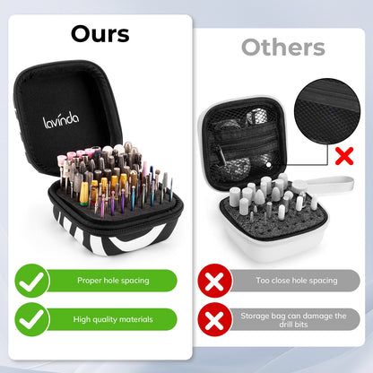 Nail Drill Bit Holder Case – Zebra Print – 64-Hole Dustproof
