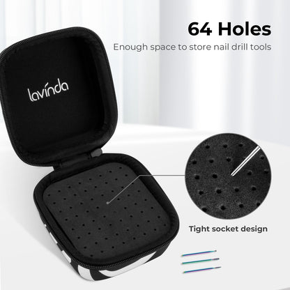 Nail Drill Bit Holder Case – Zebra Print – 64-Hole Dustproof