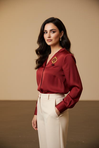 Golden Delight: Pomegranate Brooch with Gold Plating and Seed Detailing