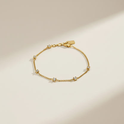 AC Gold Plated Bracelet with Colored Zircon Gemstone