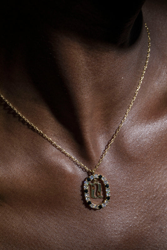 Armenian Alphabet Initial Necklace – Gold-Plated with Zircon