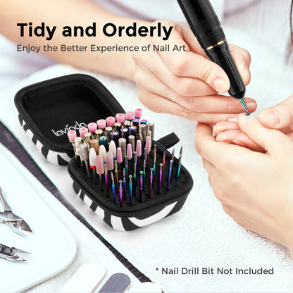 Nail Drill Bit Holder Case – Zebra Print – 64-Hole Dustproof