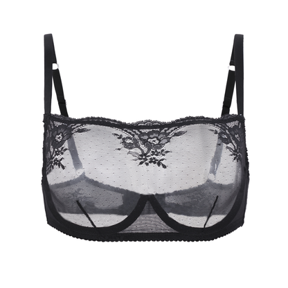 Kim High Neck Sheer Lace Underwire Bra