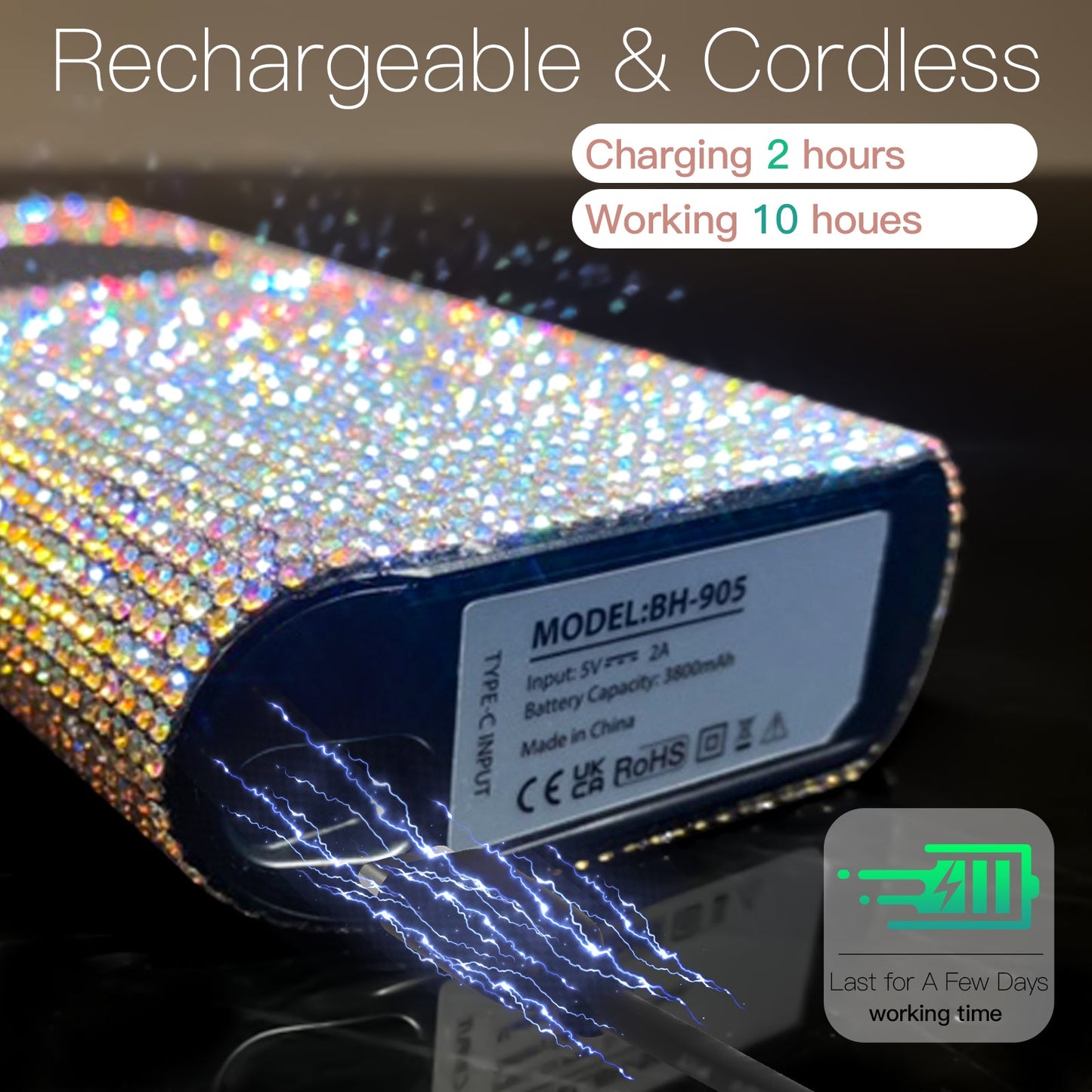 Wand Bling Nail Drill - Crystal Diamond - 35,000 RPM Rechargeable