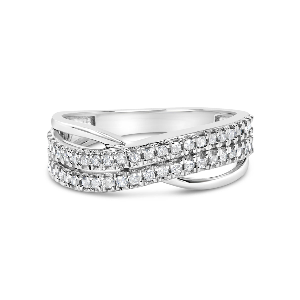 10K White Gold 1/2 Cttw Princess Diamond Split Shank Band Ring