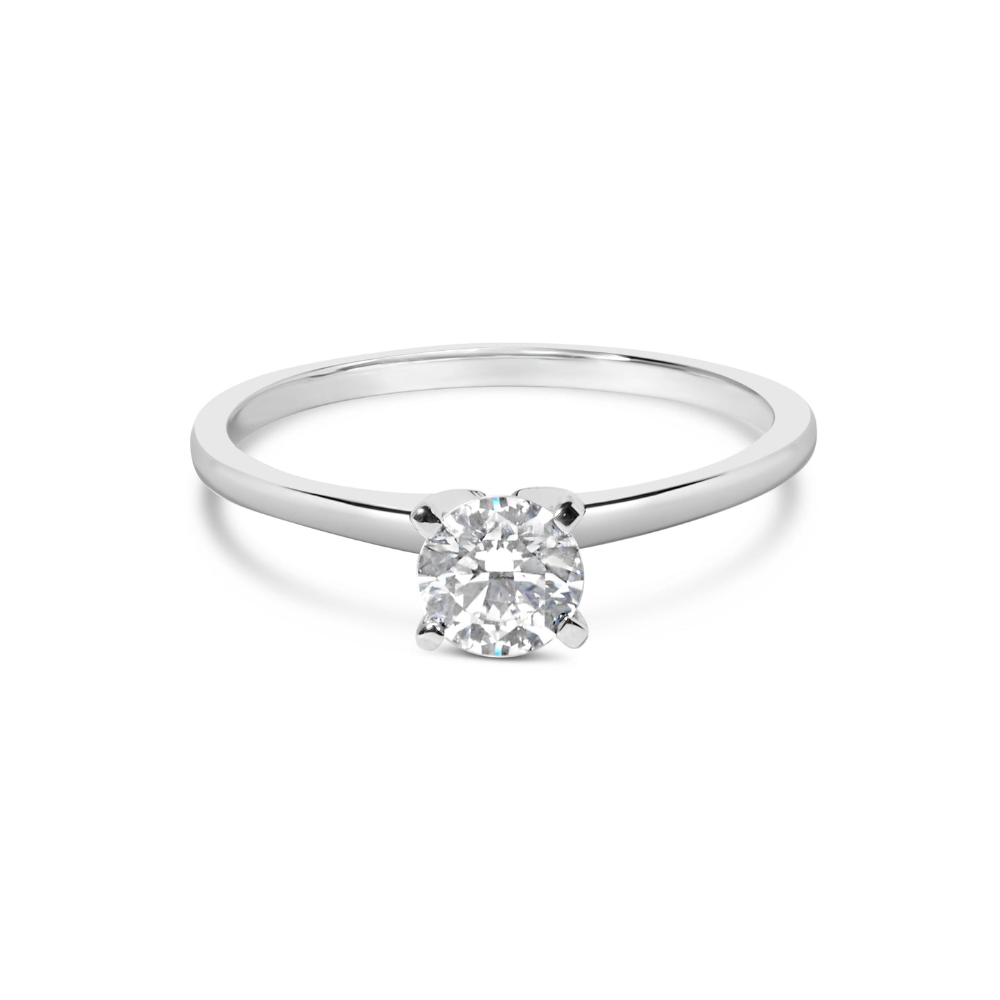 14K White Gold 1/2 Cttw Round Lab Grown Diamond 4 Prong Solitaire Engagement Ring (F-G Color, VS2-SI1 Clarity) - Size 7