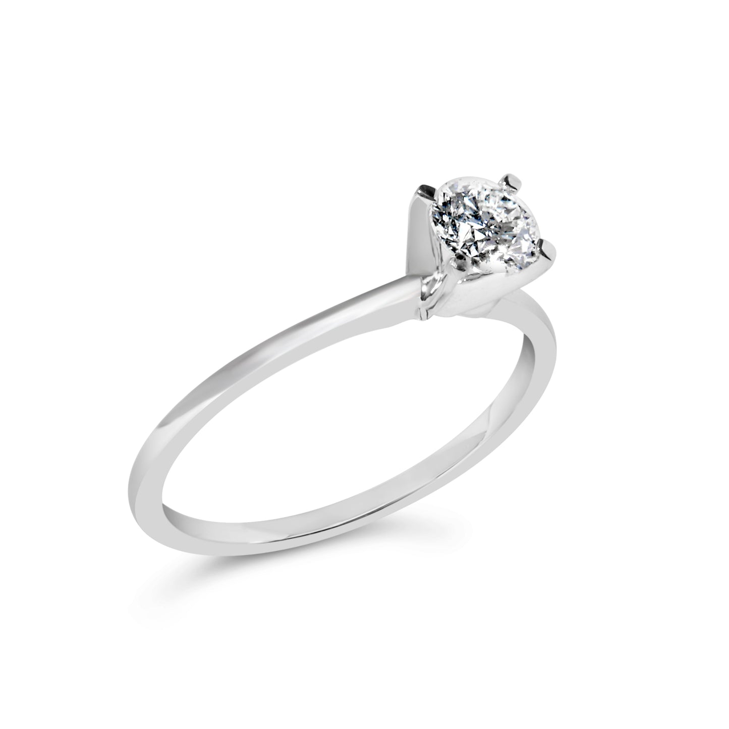 14K White Gold 1/2 Cttw Round Lab Grown Diamond 4 Prong Solitaire Engagement Ring (F-G Color, VS2-SI1 Clarity) - Size 7