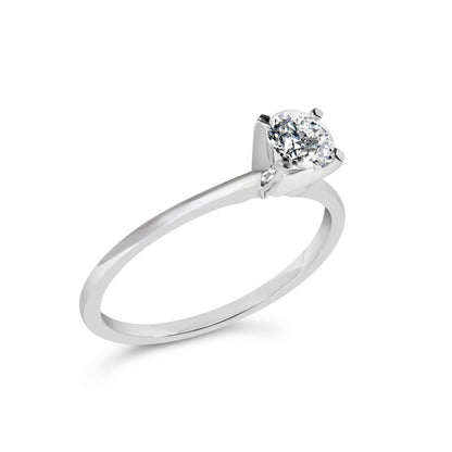 14K White Gold 1/2 Cttw Round Lab Grown Diamond 4 Prong Solitaire Engagement Ring (F-G Color, VS2-SI1 Clarity) - Size 7