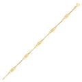 14k Yellow Gold Anklet with Fancy Diamond Shape Filigree Stations