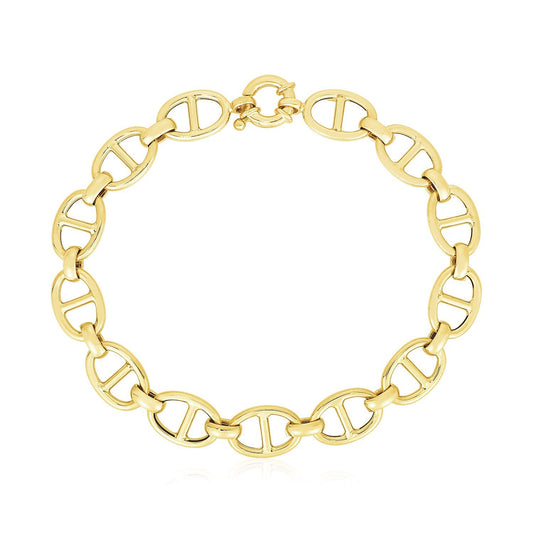 14k Yellow Gold High Polish Mariner Link Bracelet (8.8mm)