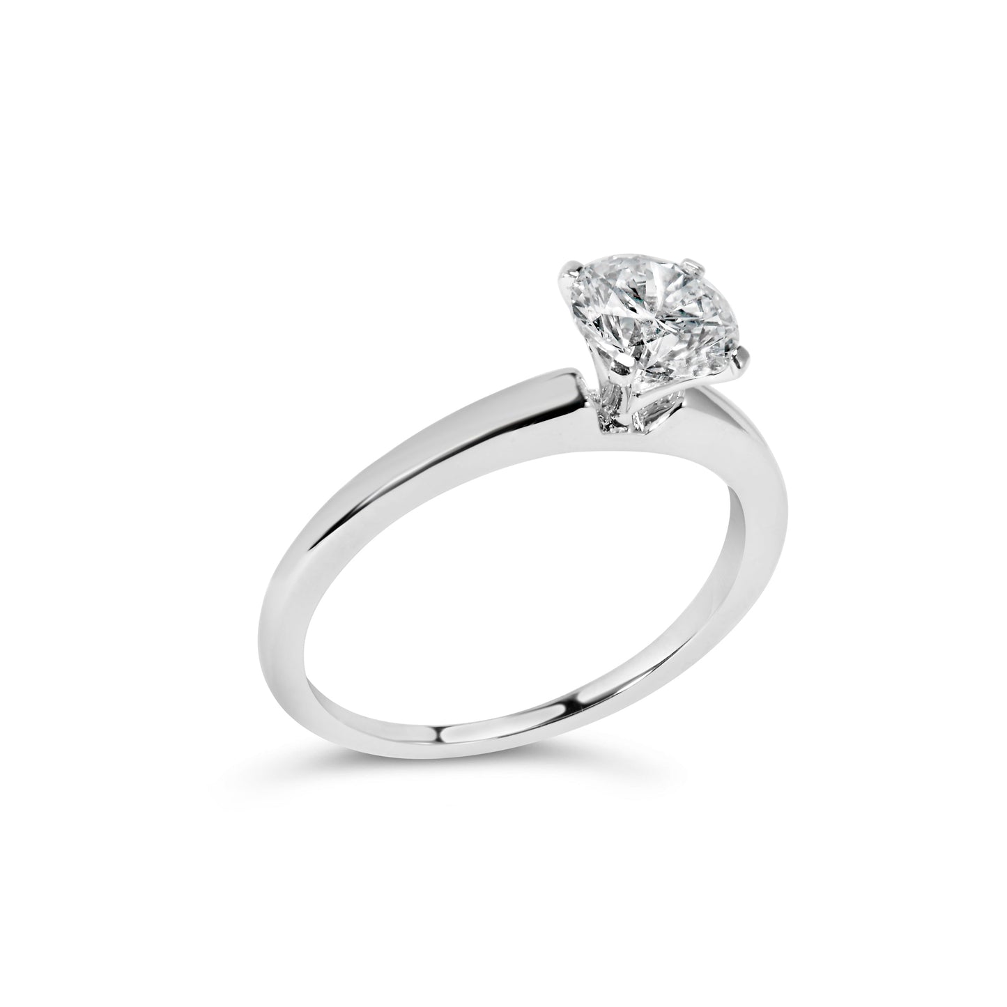 14K White Gold 1.0 Cttw Round Lab Grown Diamond 4 Prong Solitaire Engagement Ring (F-G Color, VS2-SI1 Clarity) - Ring Size 7