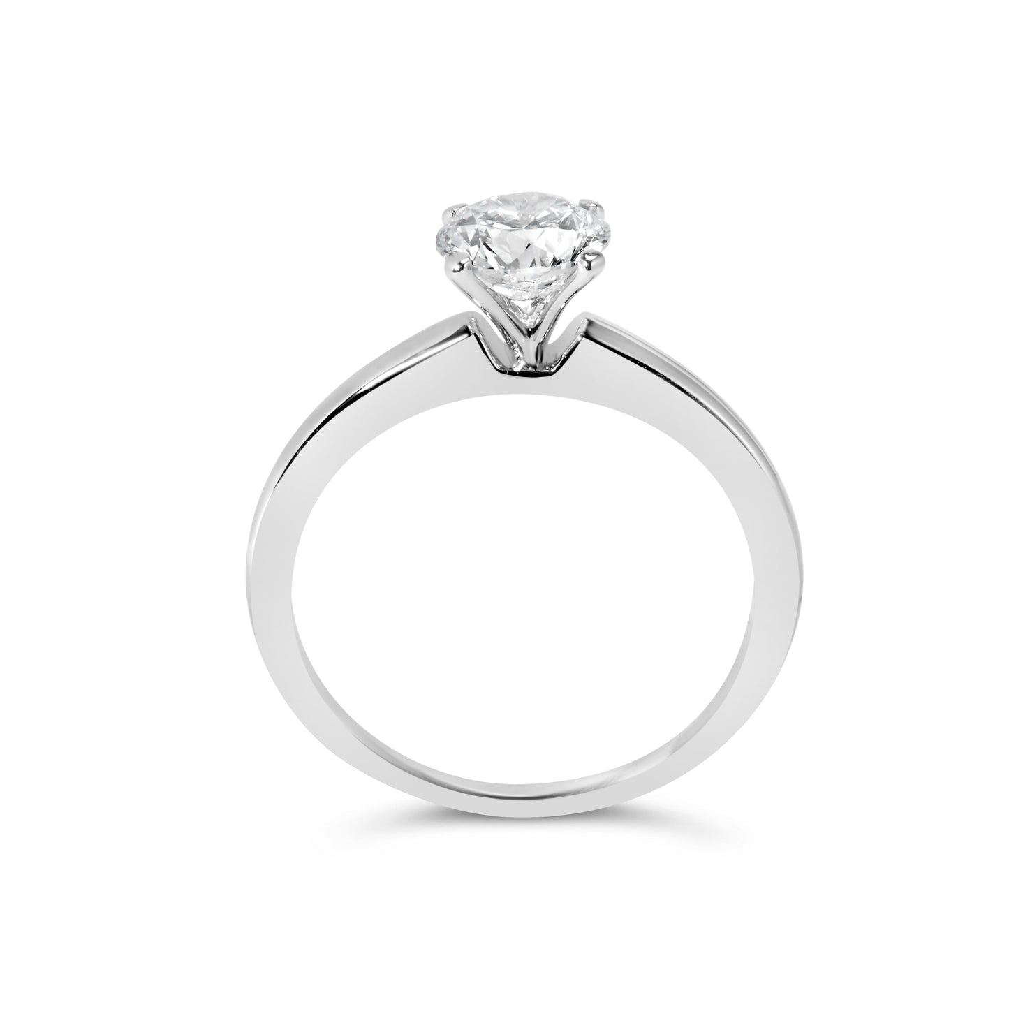 14K White Gold 1.0 Cttw Round Lab Grown Diamond 4 Prong Solitaire Engagement Ring (F-G Color, VS2-SI1 Clarity) - Ring Size 7