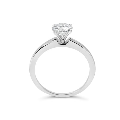 14K White Gold 1.0 Cttw Round Lab Grown Diamond 4 Prong Solitaire Engagement Ring (F-G Color, VS2-SI1 Clarity) - Ring Size 7