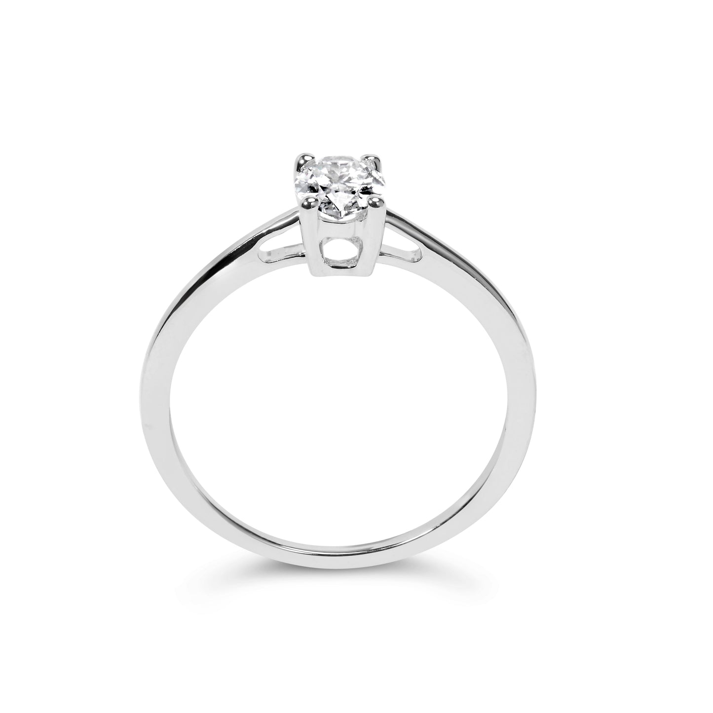 14K White Gold 1/2 Cttw Oval Lab Grown Diamond 4 Prong Solitaire Engagement Ring (F-G Color, VS2-SI1 Clarity) - Size 7