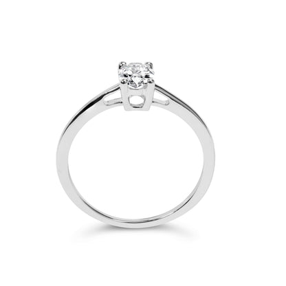 14K White Gold 1/2 Cttw Oval Lab Grown Diamond 4 Prong Solitaire Engagement Ring (F-G Color, VS2-SI1 Clarity) - Size 7