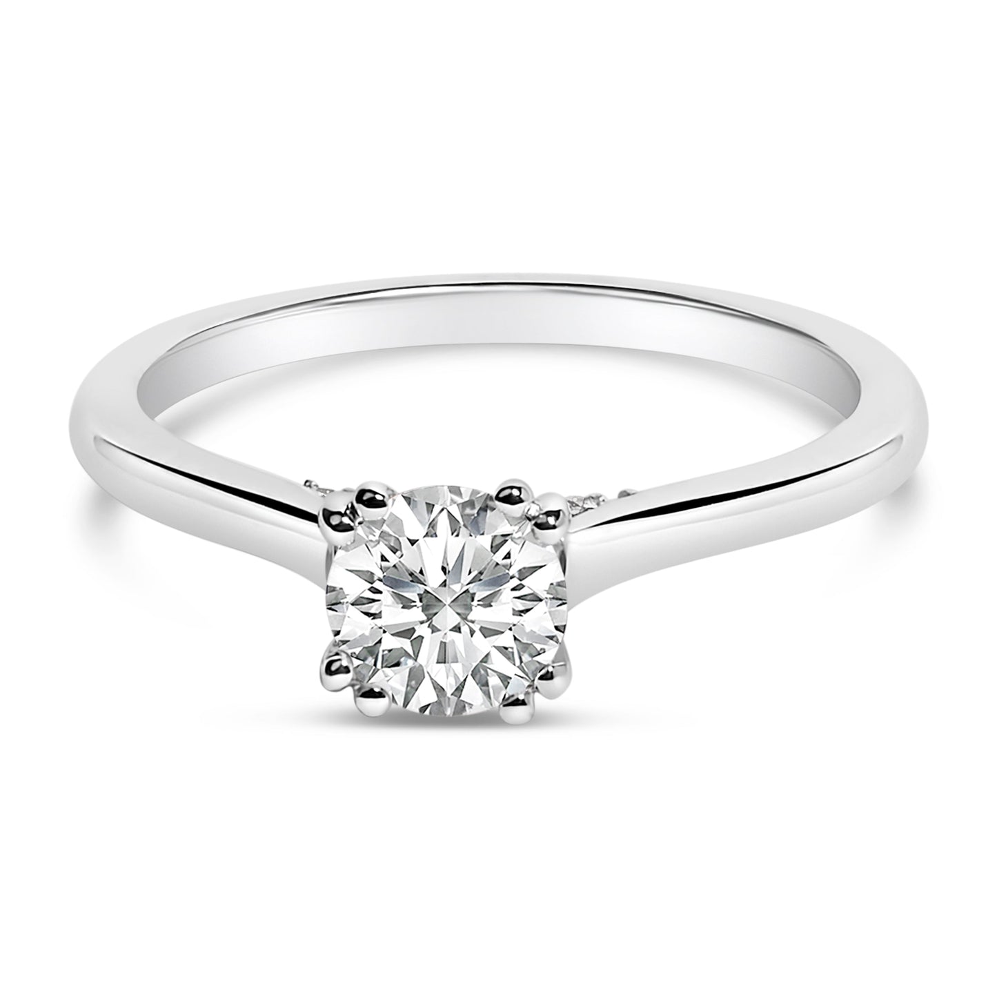 14K White Gold 7/8 Cttw Lab Grown Diamond Solitaire Cathedral Style Engagement Ring (F-G Color, VS1-VS2 Clarity) - Size 5