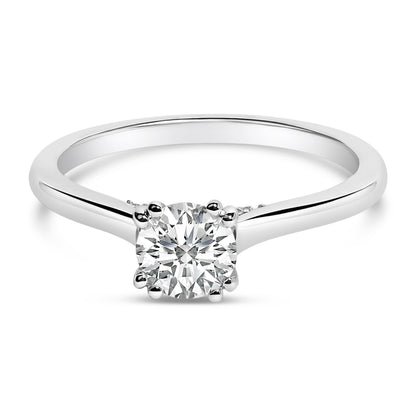14K White Gold 7/8 Cttw Lab Grown Diamond Solitaire Cathedral Style Engagement Ring (F-G Color, VS1-VS2 Clarity) - Size 5