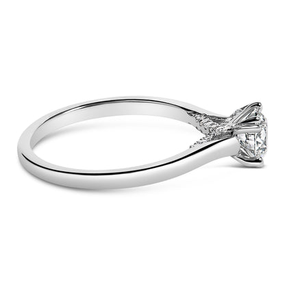 14K White Gold 7/8 Cttw Lab Grown Diamond Solitaire Cathedral Style Engagement Ring (F-G Color, VS1-VS2 Clarity) - Size 5