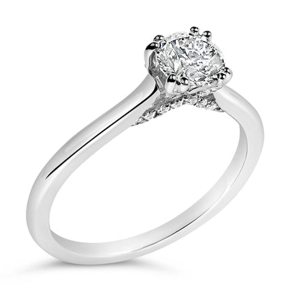 14K White Gold 7/8 Cttw Lab Grown Diamond Solitaire Cathedral Style Engagement Ring (F-G Color, VS1-VS2 Clarity) - Size 5